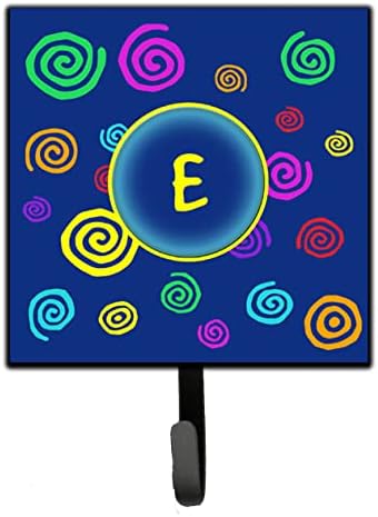 Caroline's Treasures CJ1011-ESH4 Letter E Initial Monogram - Blue Swirls Leash or Key Holder, Wall Hooks, Key Hooks Holder, Coat Rack Wall Mount, Coat Hooks, Hooks for Hanging Keys, Towels, Aprons, Le image 2