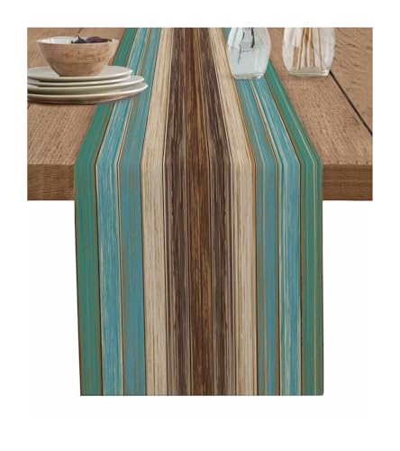 XUCZHAI Vintage Granja Granero Rojo Azul Blanco Caminos de Mesa de Lino decoración de Mesa de Cocina Camino de Mesa de Comedor Suministros for Fiesta de Boda(Color15,33x178cm)