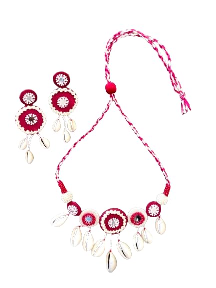 Aesthetics Label Handmade Kaudi Shell Choker Necklace Set For Women, Mirror Work Earrings, Beautiful Handmade Jewellery (Necklace Earrings Set) (B0D3M4Y5ST) Amazon Price History, Amazon Price Tracker