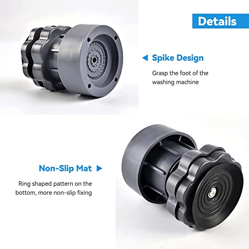 4 Stück Schwingungsdämpfer Waschmaschine, Verstellbare Vibrationsdämpfer, Verstellbare Höhe 7-10cm, Waschmaschine Gummifüße für Waschmaschinen Trockner