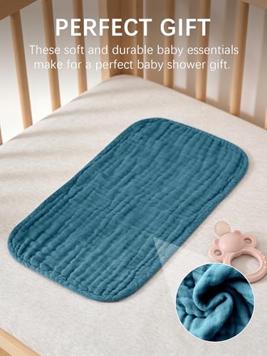 Image of Lovely Care 12 Pack Muslin Burp Cloths 100% Cotton Muslin Cloths Large 20''x10'' Extra Soft and Absorbent Baby Burping Cloth - Sage, Teal and Blue
