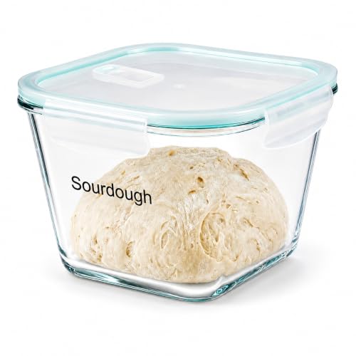 2 Liter Sourdough Starter Jar -Borosilicate Glass Sourdough Jar - Sour Dough Starter Jars for Sourdough with Lid - Large Clear Jars with Wide Mouth - Dishwasher Safe Clear