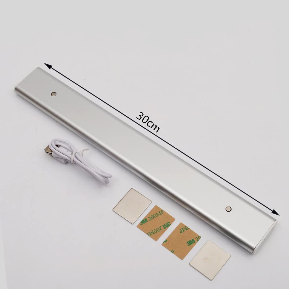 Iluminación LED para gabinete con detector de movimiento, 30 cm luz de noche blanca cálida 3000K con interruptor Luz de gabinete LED inteligente recargable por USB inalámbrico con sensor de movimiento
