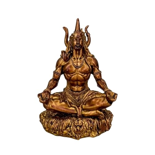 Image of Adiyogi Shiva Idol 3.5 Inch for Car Dashboard, Golden Polyresin Shiv Murti, Mahadev Statue for Home Decor Office Gift