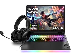 OMEN MAX Gaming Laptop, 16" 2.5K WUXGA Display 240Hz, Intel Ultra 7 255HX (20C) 13 NPU TOPs, NVIDIA GeForce RTX 5070 Ti 12GB, 32 GB RAM, 1 TB SSD, Win11, QWERTZ RGB, Schwarz + HyperX Cloud III Headset
