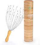 FREATECH 24 Doigts Massager tête Scrapcher avec poignée ergonomique en bois pour la relaxation profonde et le soulagement du stress, facile à tenir et à contrôler, outil de massage relaxant parfait pour le corps