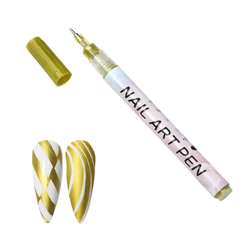 IMGDD Gold Nail Polish Pen, 1 PCS Nail Art Pen, Nail Pencil, DIY Drawing Painting Pen, for Nails DIY (Gold 0.5mm)