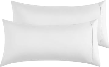 Double Bed Pillowcases, 50 x 90 cm, Pair of Microfibre Pillowcases with Envelope Closure - White