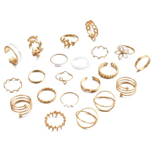 Shining Diva Fashion Set of 21 Latest Stylish Gold Plated Rings for Women and Girls (15204r)