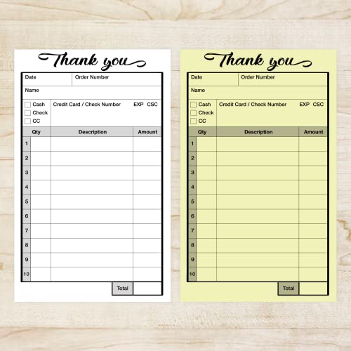 Order Forms Pad, Invoice Book For Small Business, Work Receipt, 2 Part Carbonless, 50 Sets Each, 3.4 X 5.5 Inches (Thank You) #TOP3