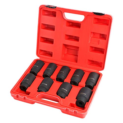9Pcs Deep Impact Socket Set 1/2" Drive Metric Axle Hub Nut Socket 29-38Mm #TOP1