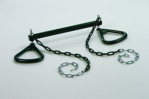 Ultimate Trapeze Bar with Rings | Green | Compatible with Most Playsets | Easy to Install | 250lb Capacity | Swing Hangers Not Included |DIY Swingset Accessory | Backyard Playground Accessories