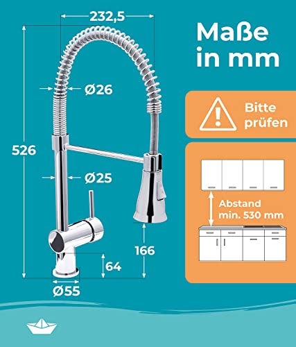 Spültischarmatur Calmwaters Premium Spiralfederarmatur mit 360° Schwenkfunktion