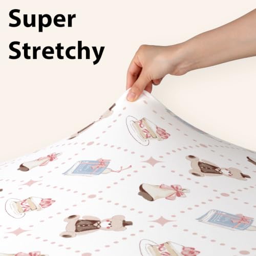 Image of Baby Crib Sheets Girl, 3 Pack Toddler Bed Sheets Fitted for 52 inchx28 inch Standard Crib and Toddler Mattresses, Super Soft Microfiber Pink Bear
