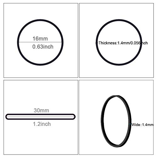 AOUOU Gummibänder, 1200 Stück, 30 mm Durchmesser, schwarz, klein, weich, elastisch, für Bürobedarf, Schule, Zuhause