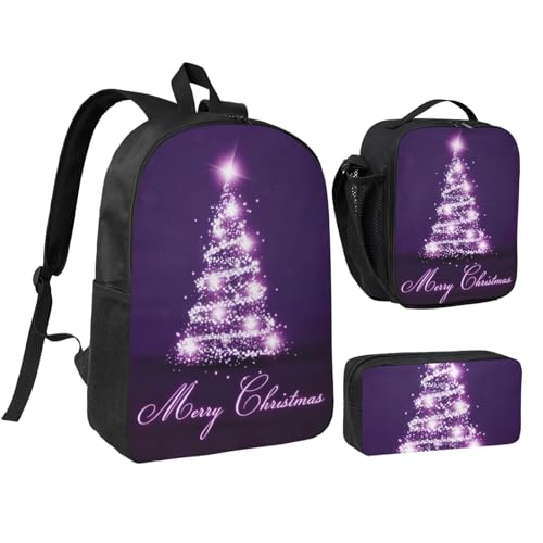 Sac à dos trois en un violet 43 cm avec trousse et boîte isotherme intégrée