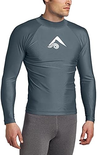 Kanu Surf Men's Long Sleeve Platinum UPF 50+ Rashguard Swim Tee, Charcoal, Large