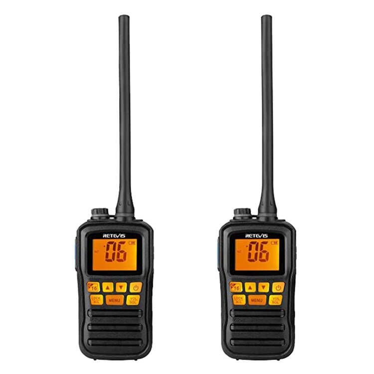 Retevis RM01 Handheld Marine Radio, IP67 Waterproof Marine Walkie Talkie, Vibration, Floating Marine Transceiver, Portable Marine VHF Radio for Boating Kayaking Fisherman (Black, 2 Pack)