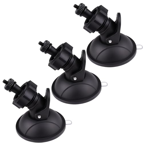 Image of 3PCS Car Dash Cam Mount bracket for Cameras Vacuum 4mm Screw Size Strong Suction Cup Mini Dash Mount Easy to Install and Remove 360 Degree Rotating Angle View Car Dash Cam Accessories