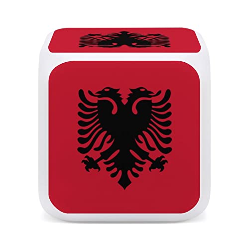Albanian Flag Colorful Color Changing Alarm Clock All Side Printed Alarm Clock Thermometer #TOP2