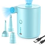Electric Air Pump Portable Rechargeable: 4000mAh Air Pump for with Fast Inflating Compact Mini Air Bed Pump for Inflatable Swimming Pool Camping (BLUE)