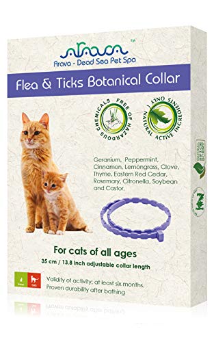Arava Flea & Tick Prevention Collar - for Cats & Kittens - Length-14   - 11 Natural Active Ingredients - Safe for Babies & Pets - Safely Repels Pests - Enhanced Control & Defense - 6 Months Protection