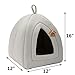 Hollypet Self-Warming 2 in 1 Foldable Comfortable Triangle Cat Bed Tent House, Light Gray