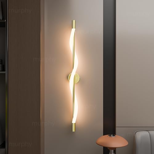 Image of Murphy Twirl 3-in-1 LED Wall Lamp with Golden Finish | Spiral Design | Warm /Neutral /Cool White Light | Premium Aluminium Body | Artistic Modern Wall Light | 2-Year Warranty | Pack of 2