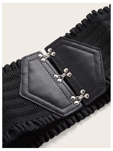 Verdusa Women's Renaissance Corset Belt Elastic Waist Waistband Wide Ruffle Belts3
