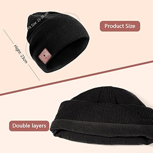 ZRUHIG Bluetooth Beanie hat, Bluetooth V5.0 Winter Music Hat Knit Running Cap men with Stereo Speakers Upgraded Unisex Wireless hats Unique for Women Mom Her Men Teens Boys Girls