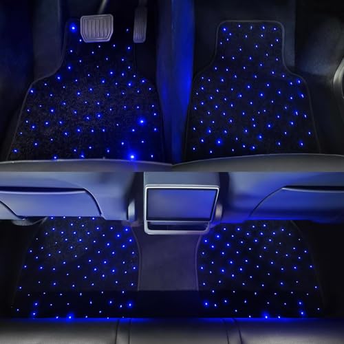Starlight LED Car Floor Mats Multi-Color Changing Illuminated Carpet Button & App Control 5V USB Powered Waterproof & Washable Non-Slip All-Weather Universal Fit for Cars SUVs Trucks