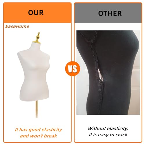 EaseHome Dress Form Mannequin, Height Adjustable 54”-76” Leather Female Manikin Torso,Model Display Body Stand with Detachable Bracket and Rectangular Base Beige