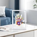 Kit d'empreintes digitales familiales, DIY Craft garde le cadre en bois, ensemble cadeau sans fin, peintures non toxiques, feuilles transparentes (blanc)