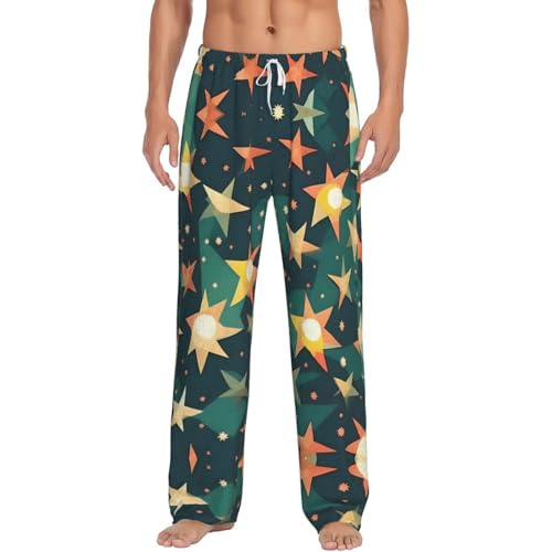 Pantalon pyjama polaire homme chaud Atomic Stars imprimé rétro à poche