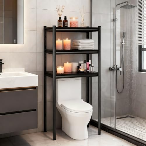 Hymnxemo Over The Toilet Storage Shelf, Freestanding Metal Bathroom Shelf