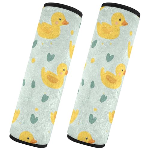Seat Belt Covers 2 Pack Yellow Duck Car Seat Strap Covers Super Soft Green Heart Car Seat Neck Cover for Boys Girls Adults Babies S