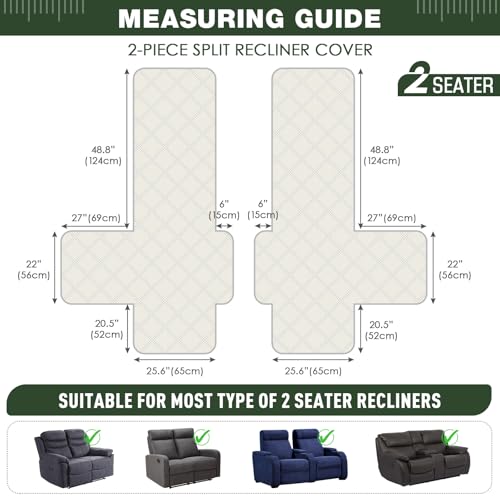 Image of TAOCOCO 100% Waterproof Loveseat Recliner Covers 2 Seater, Split Loveseat Covers for Reclining loveseat, Non Slip Reclining Couch Cover with Double Straps for Kids, Pets(2 Seater, Vine Green)