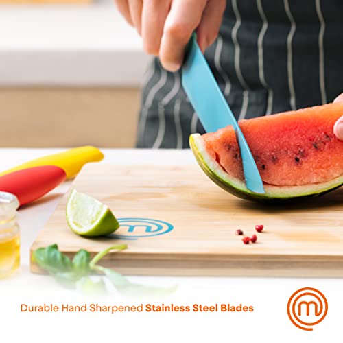 Masterchef Kitchen Knife Set With Covers Incl. Paring, Boning, Carving, Bread, Santoku & Chef Knife, Sharp Cutting Stainless Steel Blades With Sheaths, 12 Piece (6 Colored Kitchen Knives & 6 Covers) #TOP3