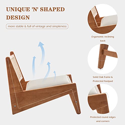 Shineboom Accent Rattan Chairs Mid Century Mordern Boho Side Corner Comfy Chair For Living Room Bedroom Balcony Reading, Beige #TOP3