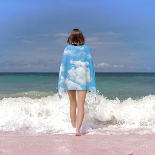 Serviette de bain microfibre nuage bleu pour vos voyages, mariages et fêtes - 7