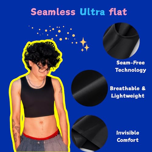Image of Wonababi Chest Binder for Transgender - Seamless Ultra Flat Compression Bra for FTM, Large Breasts