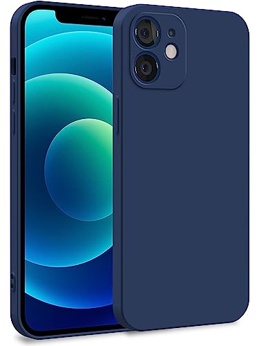 MyGadget Hülle kompatibel mit iPhone 12 - Zweilagige Handyhülle mit Kameraschutz - Cover mit Innenfutter und Silikon außen - Dunkelblau