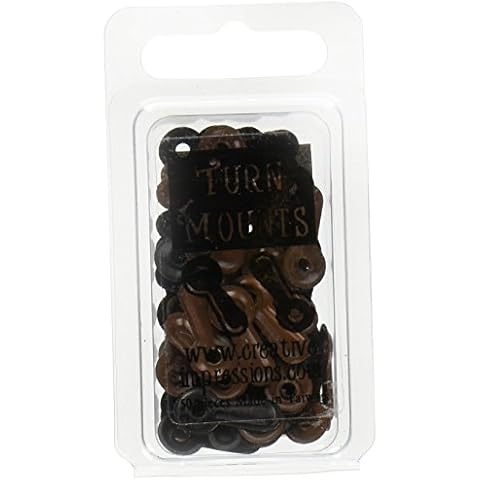 Creative Impressions Painted Metal Turn Mounts 50/Pkg-Matte Black & Brown Cover
