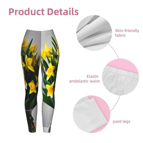 Leggings de mujer para diario mallas de narcisos cómodas y opacas 7