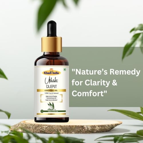 Image of Khadi Cajeput Essential Oil 15 ml | Pure, Natural & Fresh Herbaceous Scent | Skin & Hair Care | Body & Face Massage Oil | All Skin & Hair Types | Perfect for Aromatherapy & Candle Making