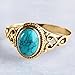 Uunuuo Turquoise Statement Rings for Women Western Gold Stackable Knuckle Wedding Party Fashion Jewelry Gifts