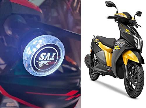 Image of Grandbiker Crystal Handle Bar Light Side Weights Handle Grip End Indicator Light For All TVS Universal Bikes (Green & White)