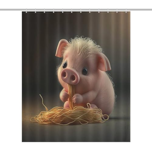Rideau de douche cochon mignon imperméable contre les moisissures - 7