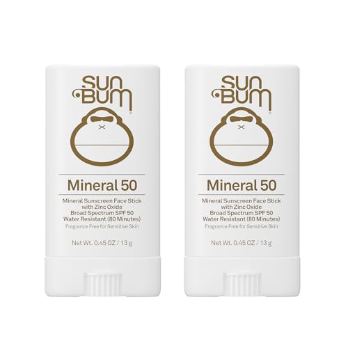 Image of Sun Bum Mineral Spf 50 Sunscreen Face Stick Vegan and Hawaii 104 Act Compliant (Octinoxate & Oxybenzone Free) Broad Spectrum Natural Sunscreen With UVA /UVB Protection 2 Pack