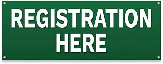 Registration Here | 18" X 48" Banner | Heavy Duty 13oz. Outdoor Vinyl Single Sided with Grommets | Made in The USA